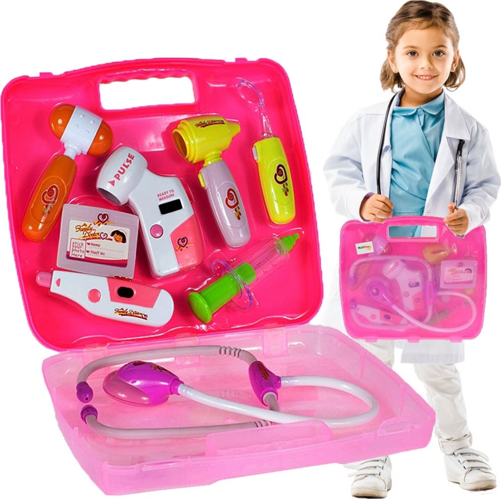 MalPlay Mały doktor dla dzieci z akcesoriami LEKARZ Różowy