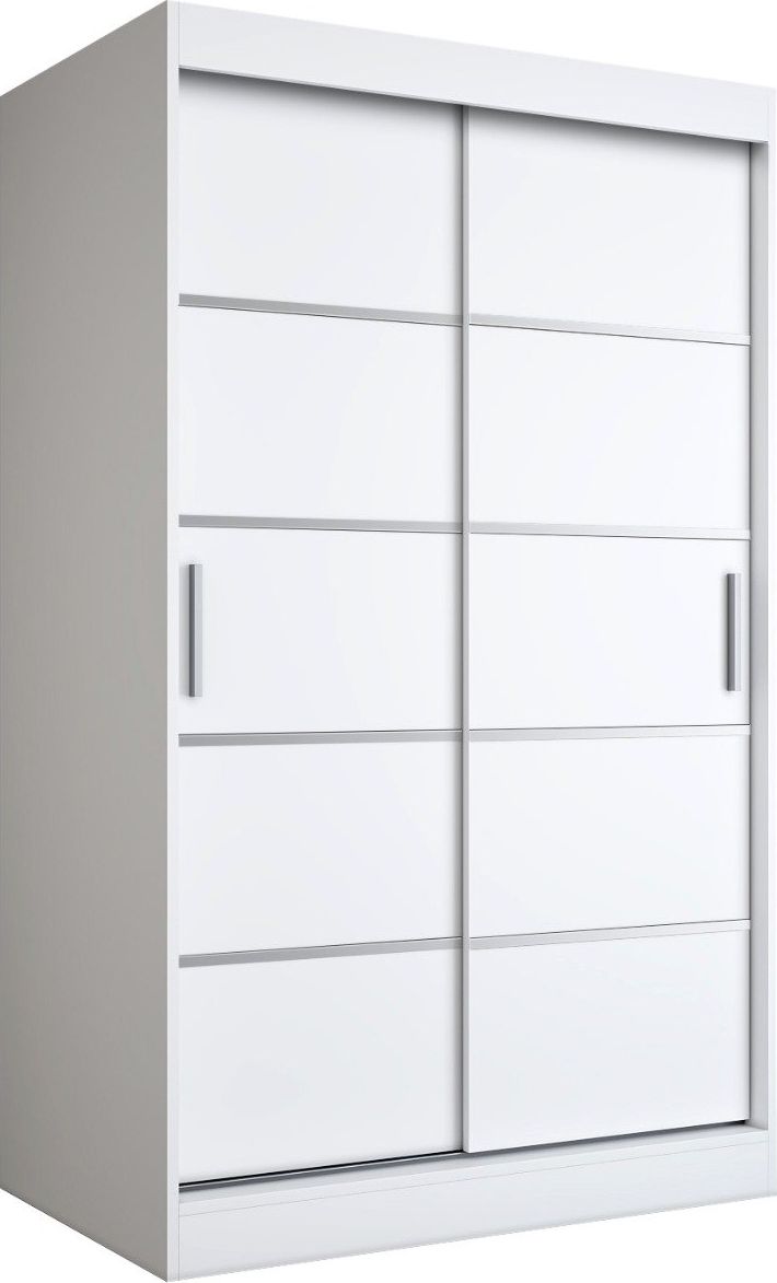 MKPOL Szafa przesuwna MODUO COMFORT 120 biała mat z listwami