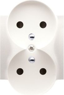 Kontakt-Simon Pokrywa gniazda podwójnego z przesłonami kremowa (DGZ2MZP/41)