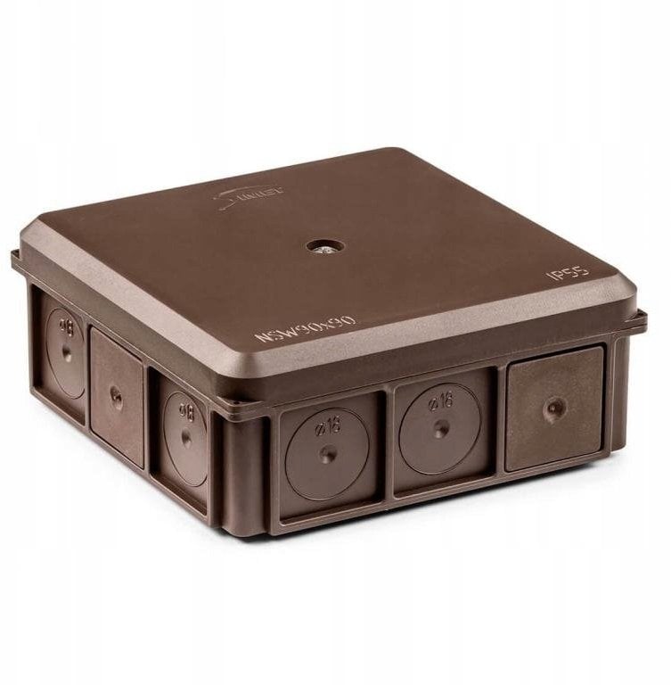 Puszka naścienna 90x37x90mm IP55 z dławnicami z wkrętem brązowa NSW90x90 35418715