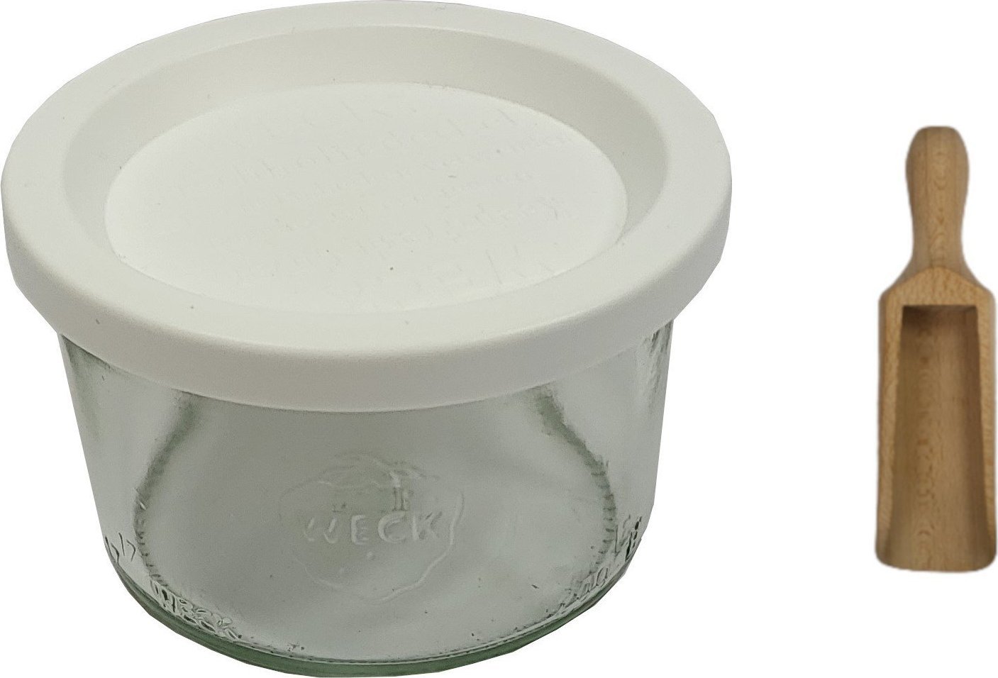 Wamar-Sosenka Zestaw Słoików WECK Pojemność 200 ml średnica 80mm 12 sztuk + Plastikowe wieka, miarka