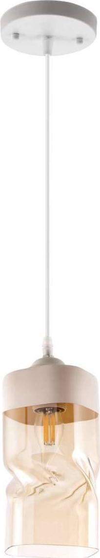 Lampa wisząca VEN Skandynawska LAMPA wisząca VEN N3738/1H WH loftowa LAMPA szklany zwis bursztynowy biały