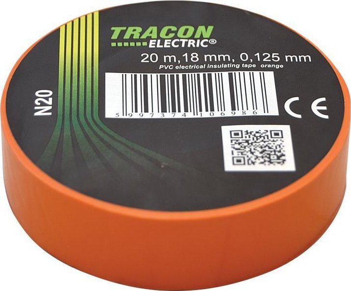 Tracon Electric Taśma izolacyjna 20mx18mm pomarańcz