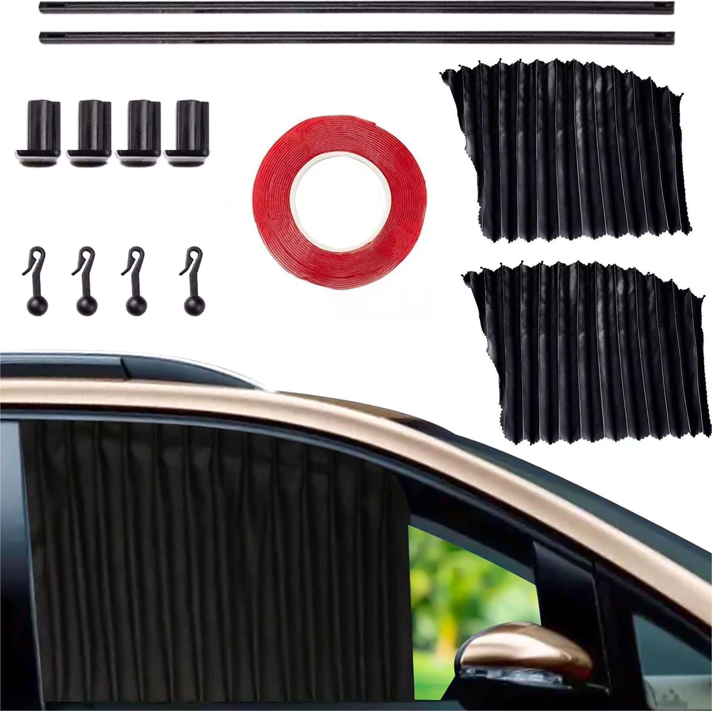 Alogy Osłona Magnetyczna kurtyna roleta na szyby przednie boczne do auta samochodu przeciwsłoneczna ochrona UV Czarna [2szt]