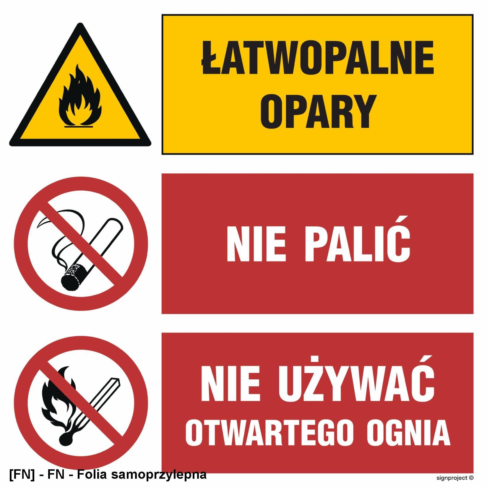 TD Systems GO003 - Łatwopalne opary. Nie palić. Nie używać otwartego ognia 750x750