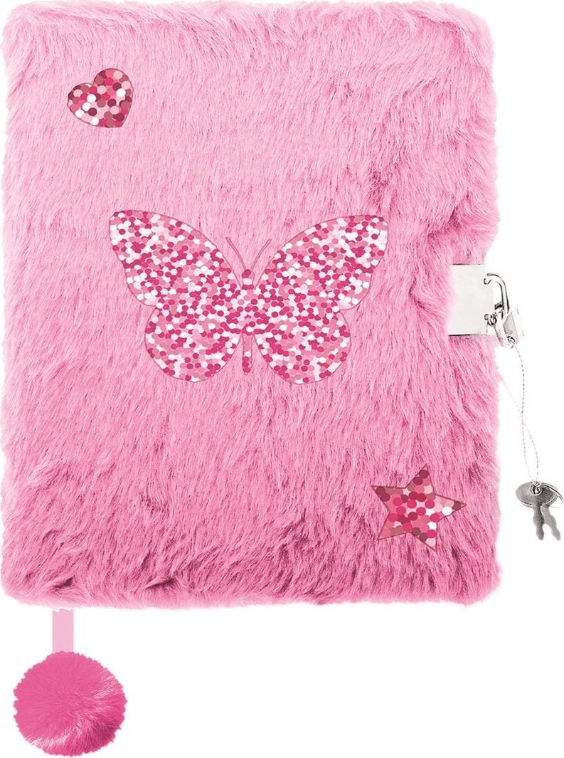 Pamiętnik z kłódką "włochacz" A5 96 kartek MY LITTLE FRIEND SHINY BUTTERFLY