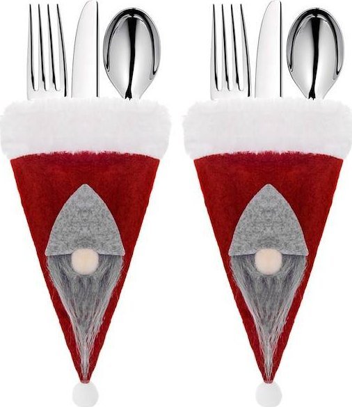 Dekoracja świąteczna Springos Kieszonka na sztućce 2szt. świąteczne etui, czapka czerwona ozdoba świąteczna UNIWERSALNY