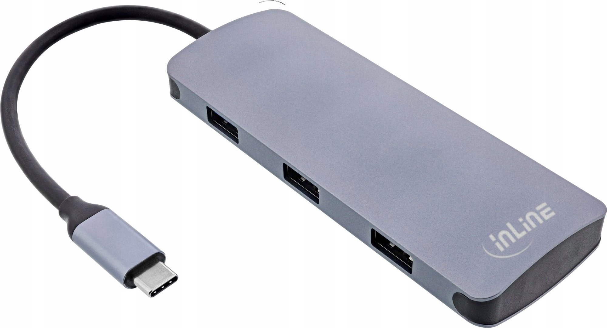 InLine InLine® USB 3.2 Gen.2 Hub, 4x USB-C + 3x USB-A, PD 100W, aluminium, grey