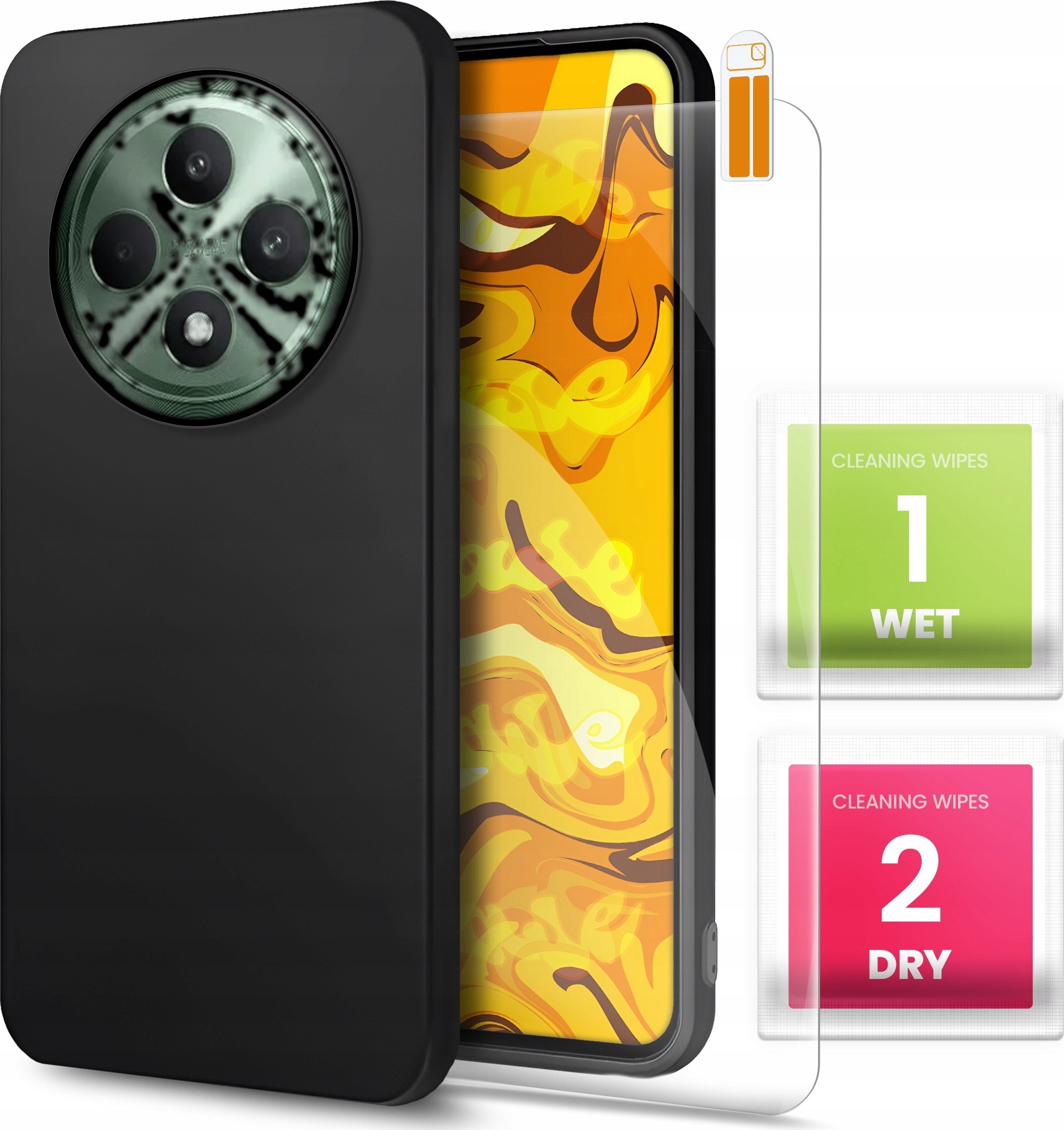 Hello Case ETUI DO OPPO RENO12 F 4G / 5G / FS GUMOWE OBUDOWA CZARNE MATOWE SZKŁO 9H