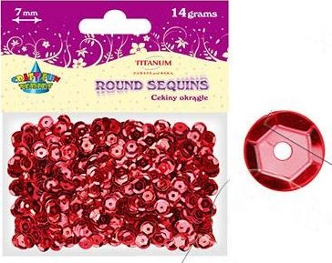 Titanum Cekiny okrągłe czerwone metaliczne 7mm 14g.(cm6r)