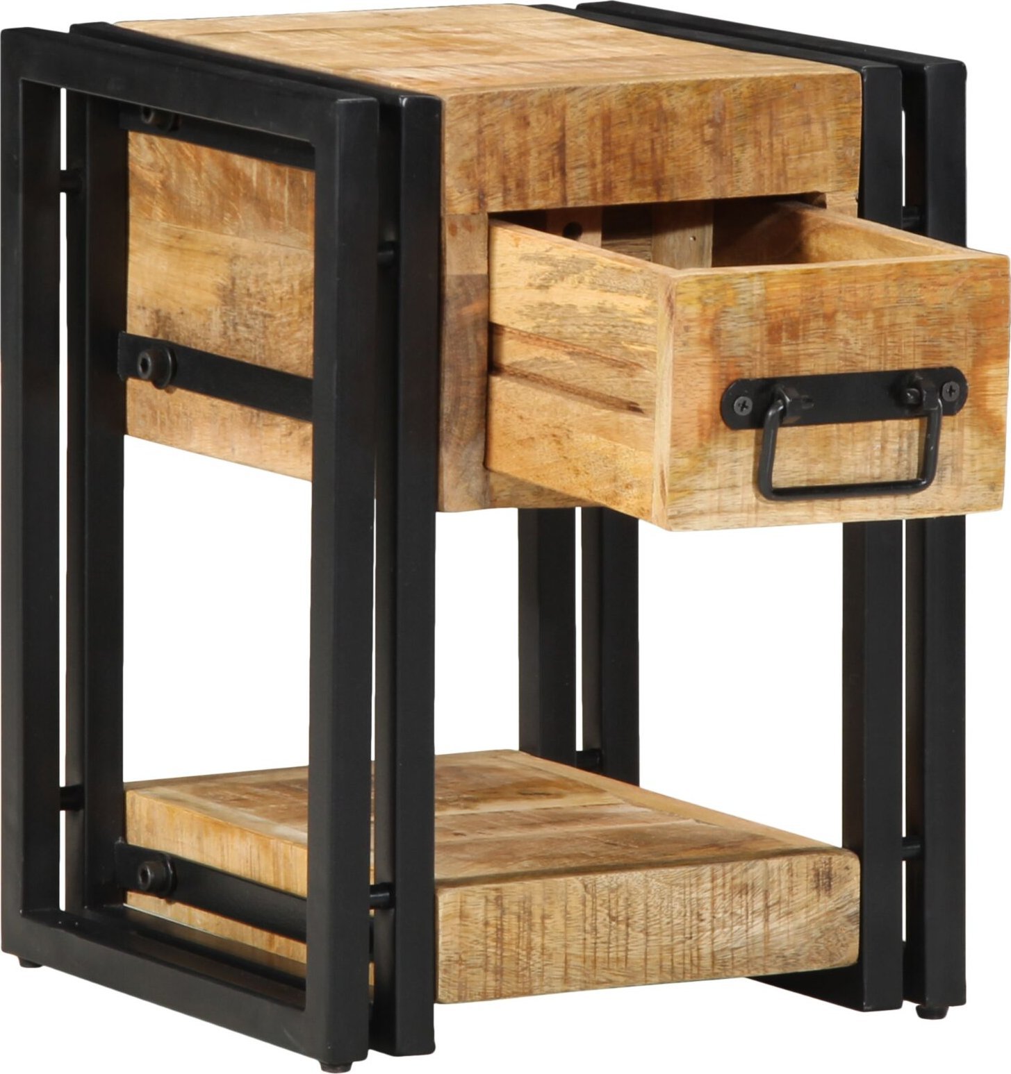 vidaXL Szafki nocne Zestaw 2 Brązowy Lite drewno mango, Żelazo