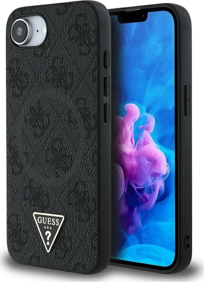 Etui Guess 4G Ring Triangle Logo MagSafe do iPhone 16e czarny