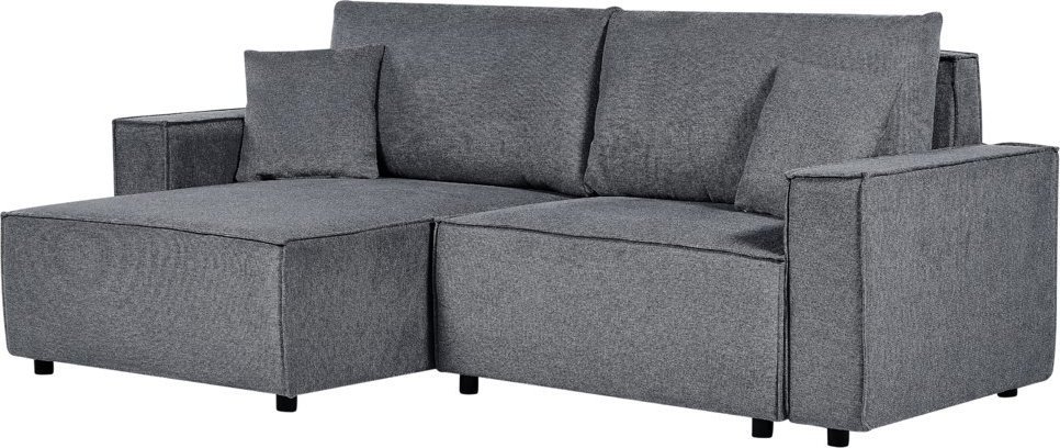 Beliani Narożnik prawostronny rozkładany z pojemnikiem ciemnoszary KARILA