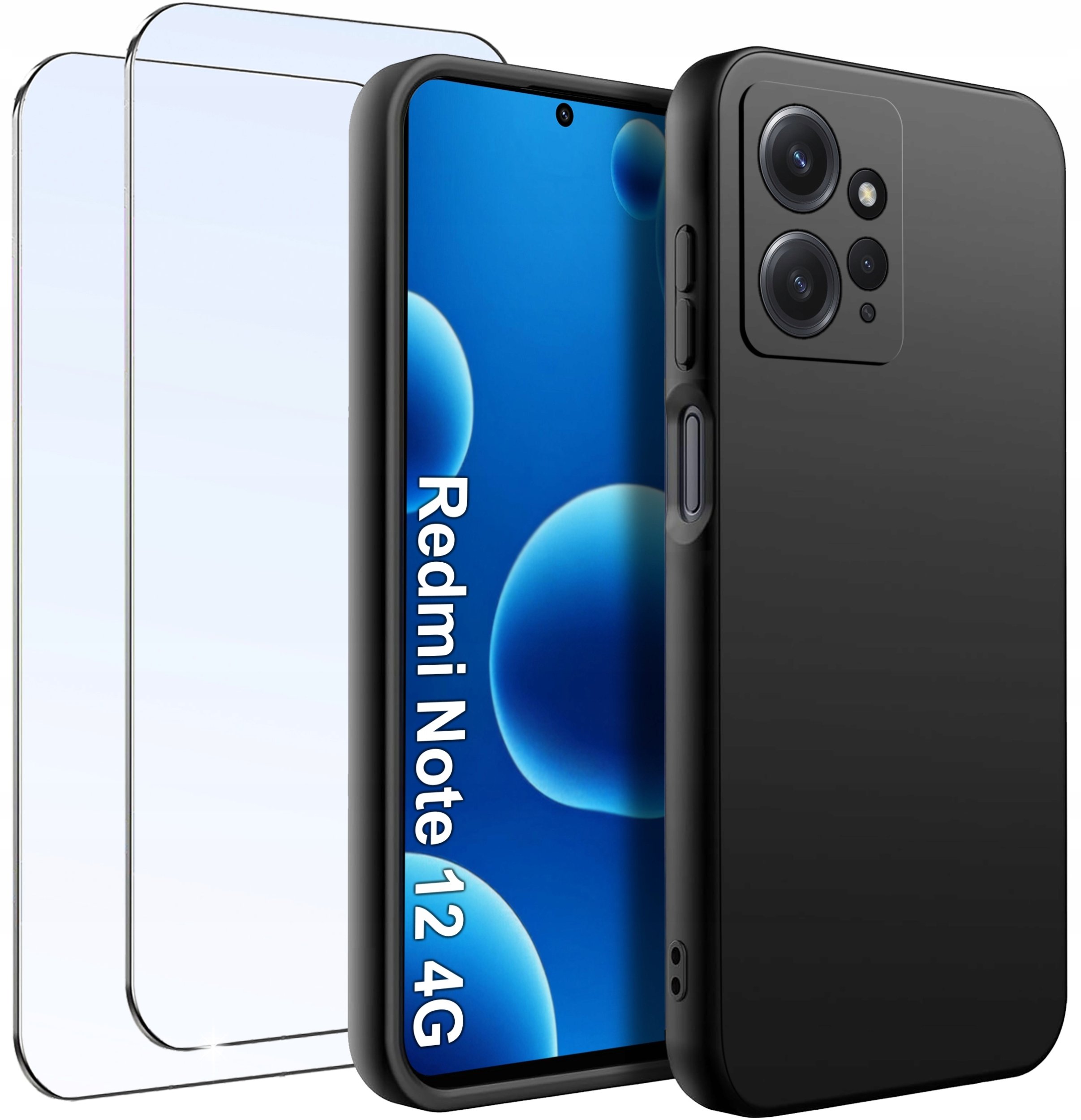 ZESTAW Etui do Xiaomi Redmi Note 12 4G Matowe Silikon Slim + 2 SZTUKI SZKŁO