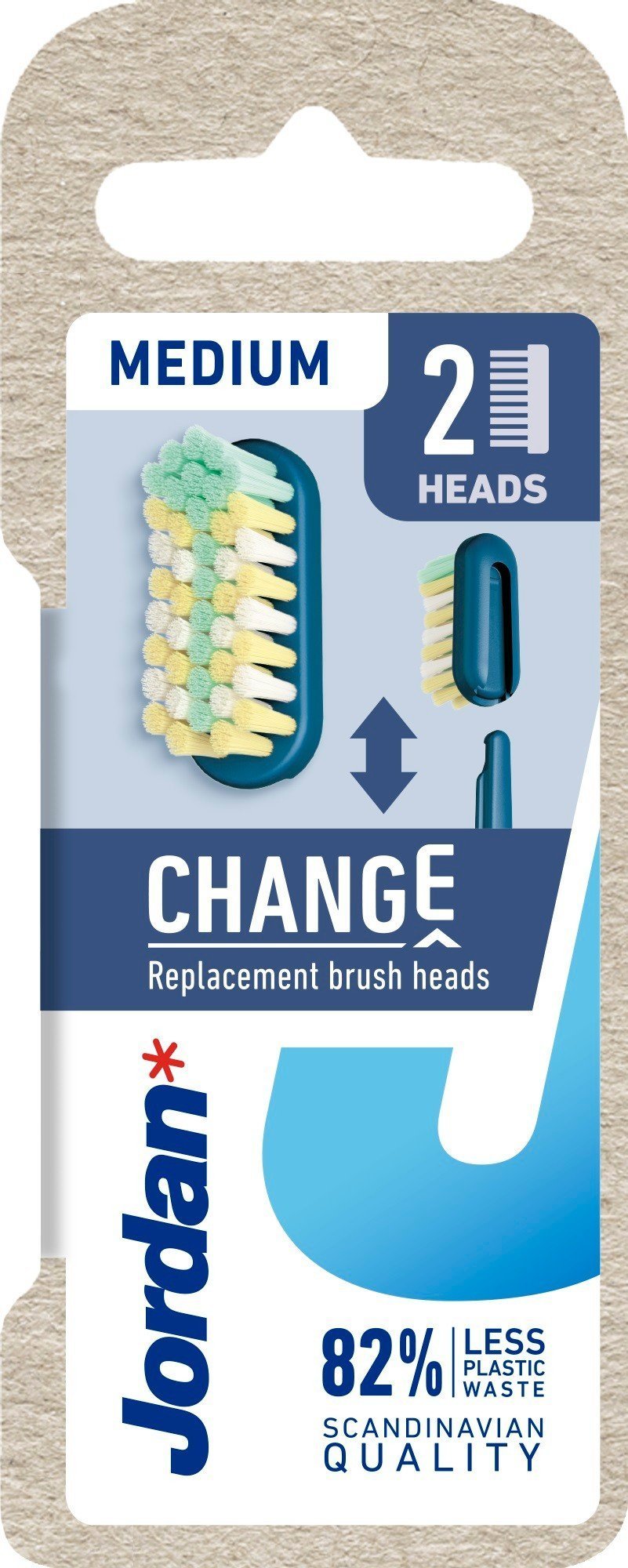 Orkla Jordan Change Medium Wymienne Główki do szczoteczki do zębów 1op.-2szt - mix kolorów