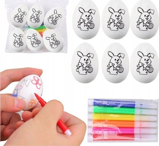 Jajka Wielkanocne Styropianowe Do Malowania Pisaki Wzór Zając B 6szt