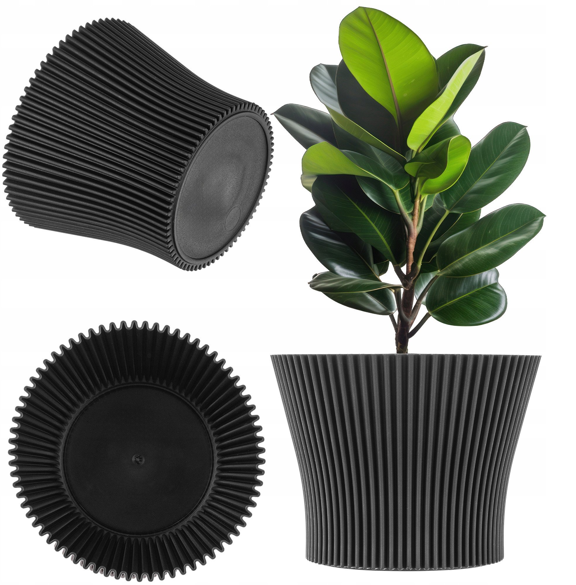 KADAX Doniczka Donica Na Kwiaty 11cm Osłonka Rośliny Kwietnik Plastikowa Czarna