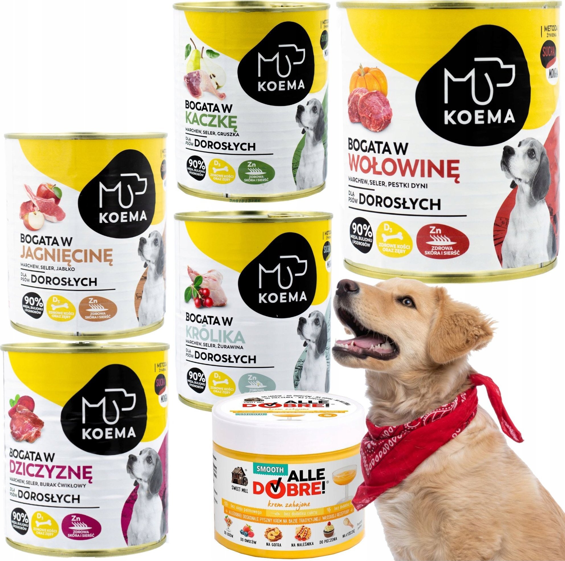 Koema Karma Mokra Pies 90%Mięsa Mix 5Szt+Gratis Zabajone