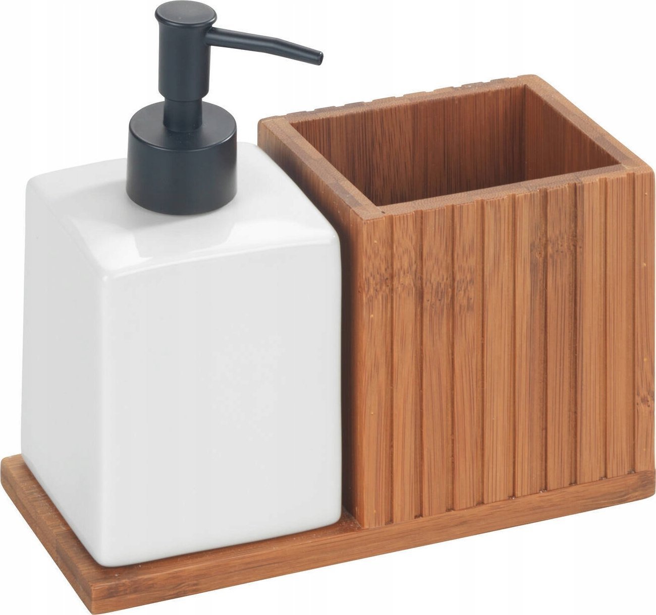 Wenko Dozownik na płyn z bambusowym organizerem MERA
