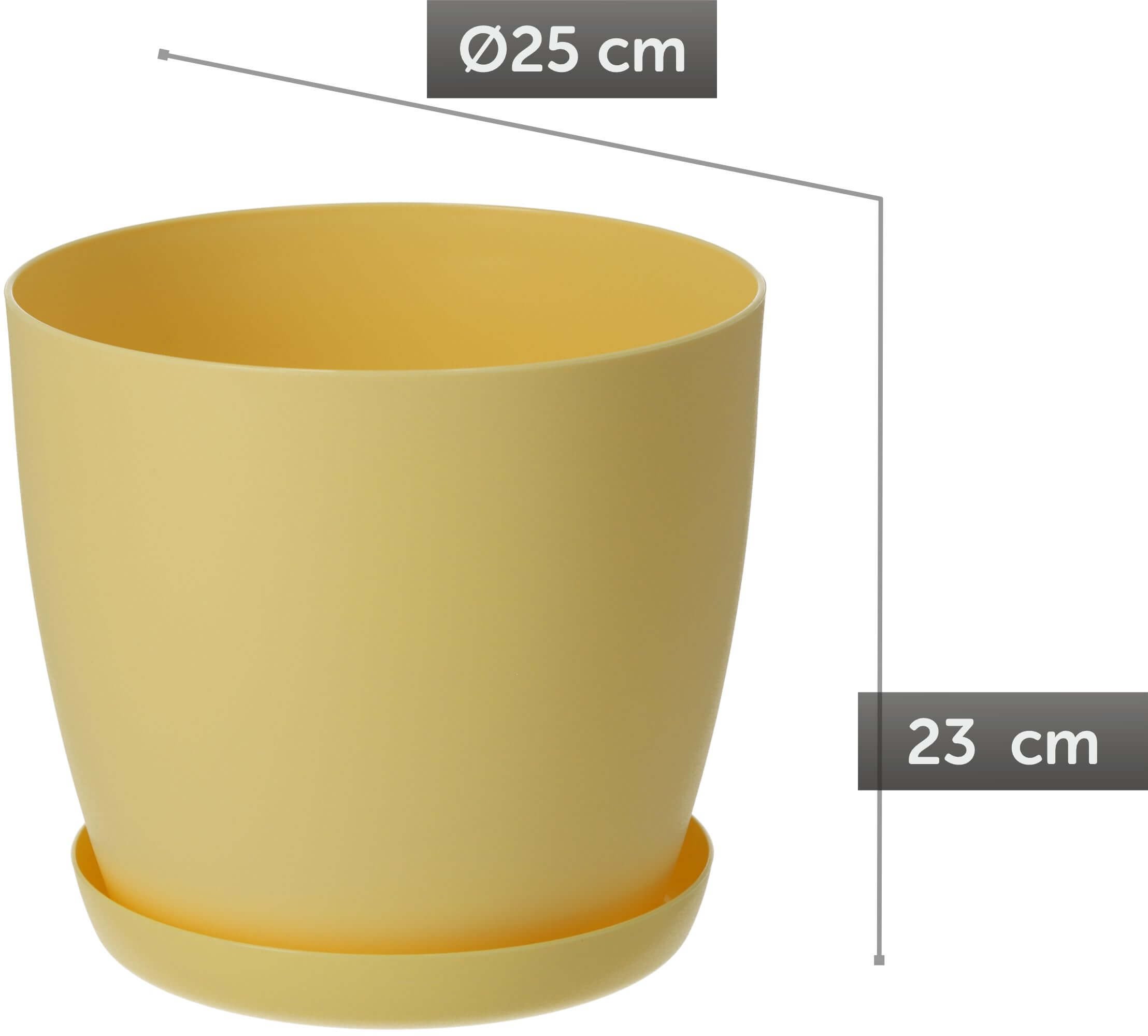 KADAX Doniczka Osłonka Donica 25 cm Na Kwiaty Z Podstawką Żółta Do Salonu