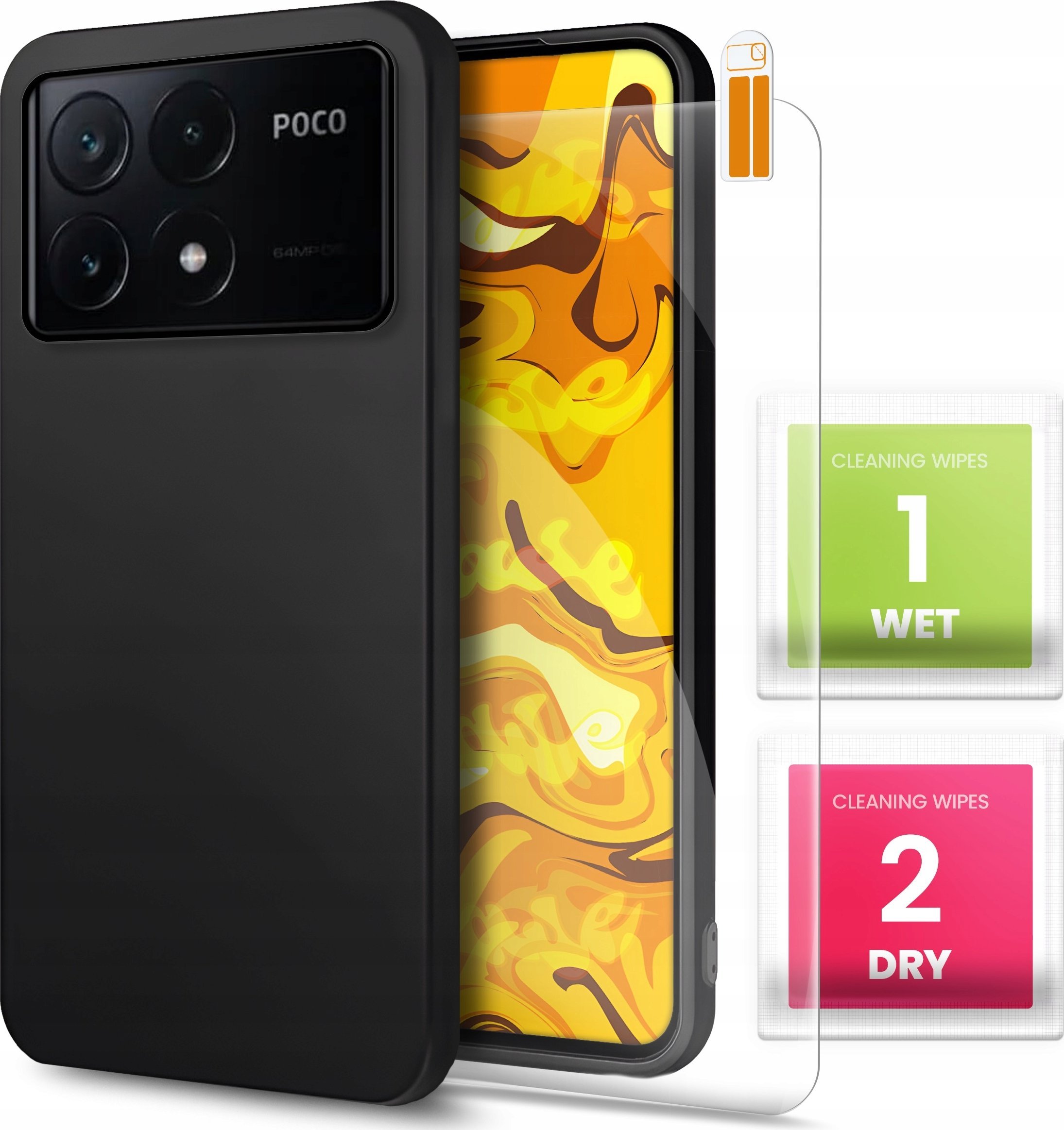 Hello Case ETUI DO XIAOMI POCO X6 PRO 5G GUMOWE OBUDOWA CZARNE MATOWE SILIKON SZKŁO