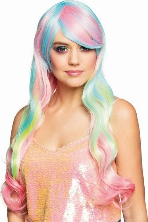 GoDan Peruka heaven falowane tęczowe włosy