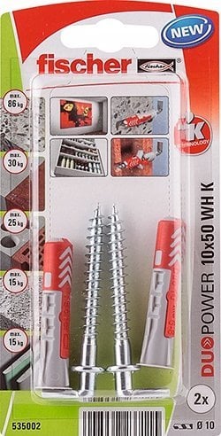 Fischer FISCHER KOŁEK DUOPOWER 10x50 Z HAKIEM PROSTYM /2szt.