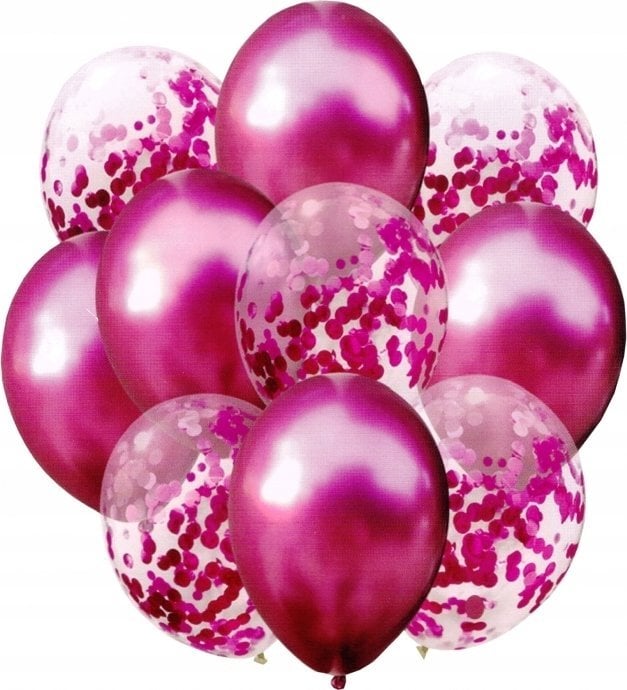 MK TRADE Zestaw balonów bordo z konfetti 33cm 10szt BSC-693