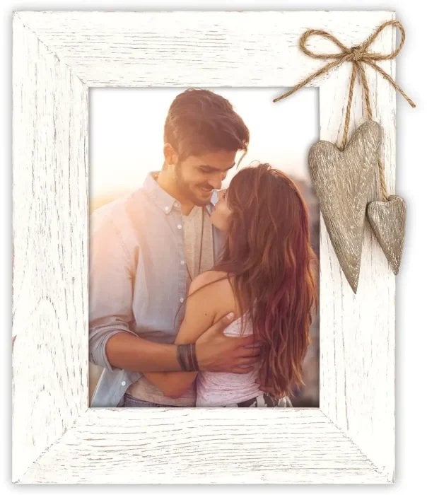 Ramka ZEP Lille white 13x18 Portret z drewna z sercami RE657W