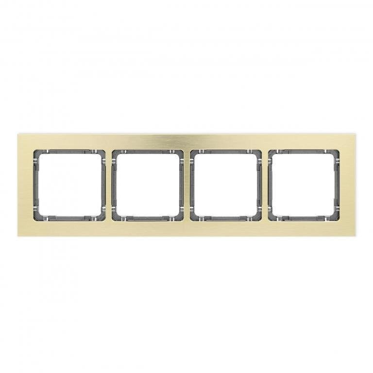 DECO Ramka uniwersalna poczwórna - aluminium szczotkowane (ramka: kolor mosiężny spód: grafitowy) 8-11-DRA-4