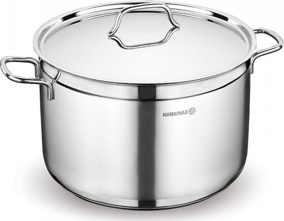 KORKMAZ GARNEK GŁĘBOKI STALOWY 18/10 ZE STALOWĄ POKRYWKĄ 30x20cm 14.0L KORKMAZ ALFA A1032