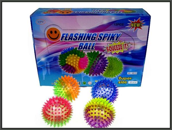 Hipo Piłka z kolcami przeźroczysta 8,5cm ze światłem dwukolorowa (HPA07)