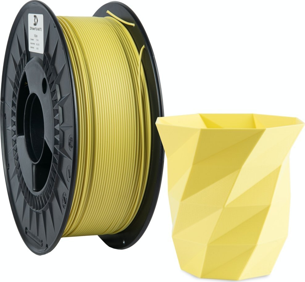 3DPower Filament 3DPower PLA MATTE 1.75mm Żółty 1kg