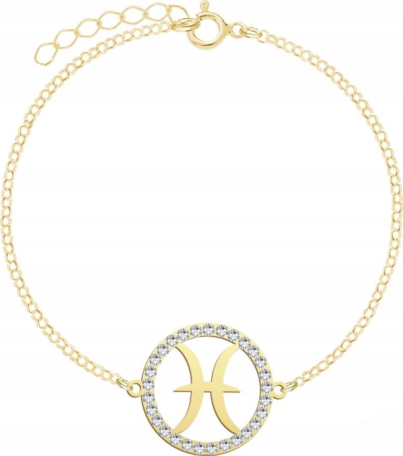 Radziszewska Jewellery Bransoletka Pozłacana ze Znakiem Zodiaku Ryby Prezent 925 DEDYKACJA GRATIS