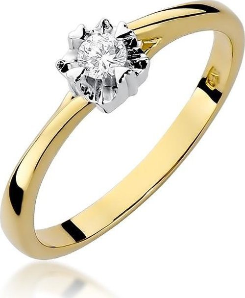 Best Diamonds złoty pierścionek z brylantem 0.10ct 13