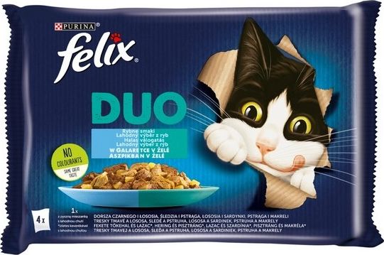 Nestle FELIX sasz.4x85g FANTASTIC DUO RYBNE dorsz, łosoś, pstrąg, śledź /12