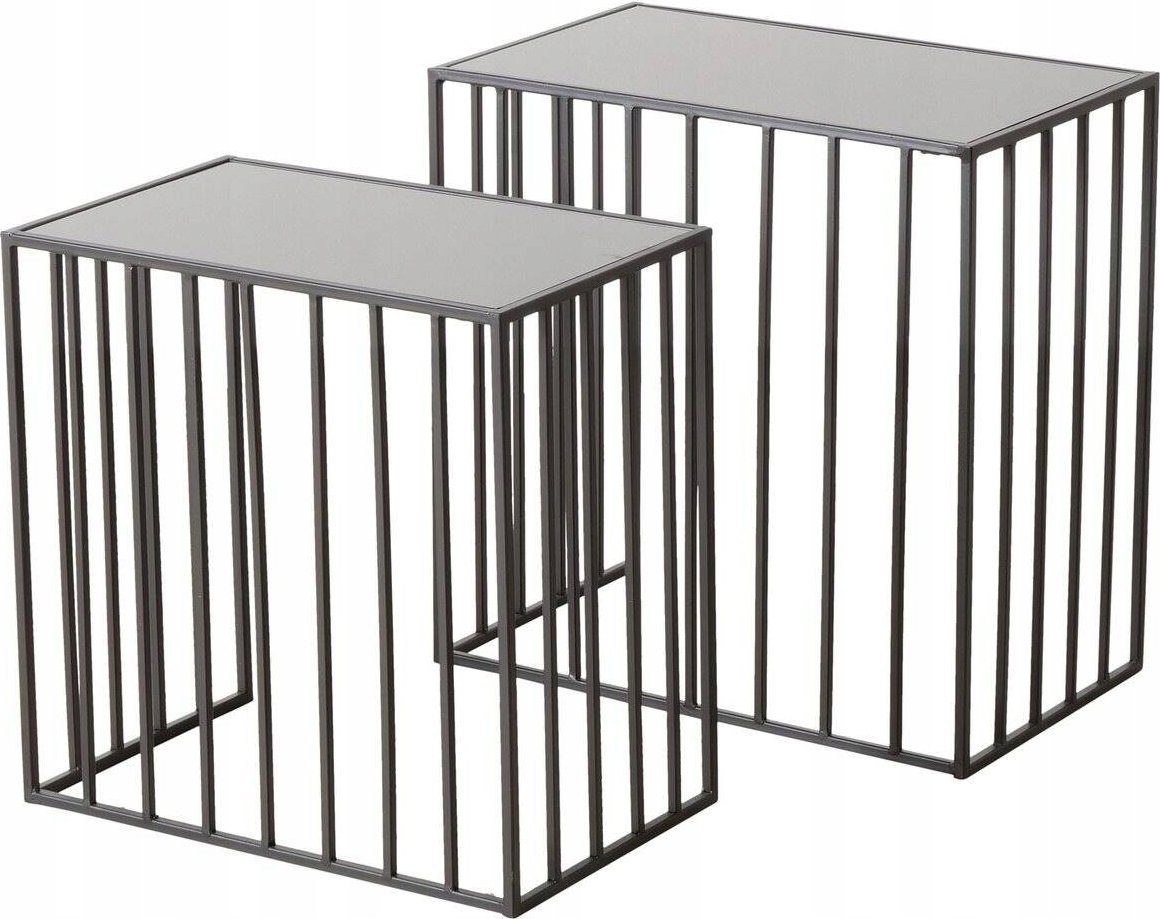 Boltze Stoliki do salonu metalowe JORIS, lustrzany blat, 2 sztuki
