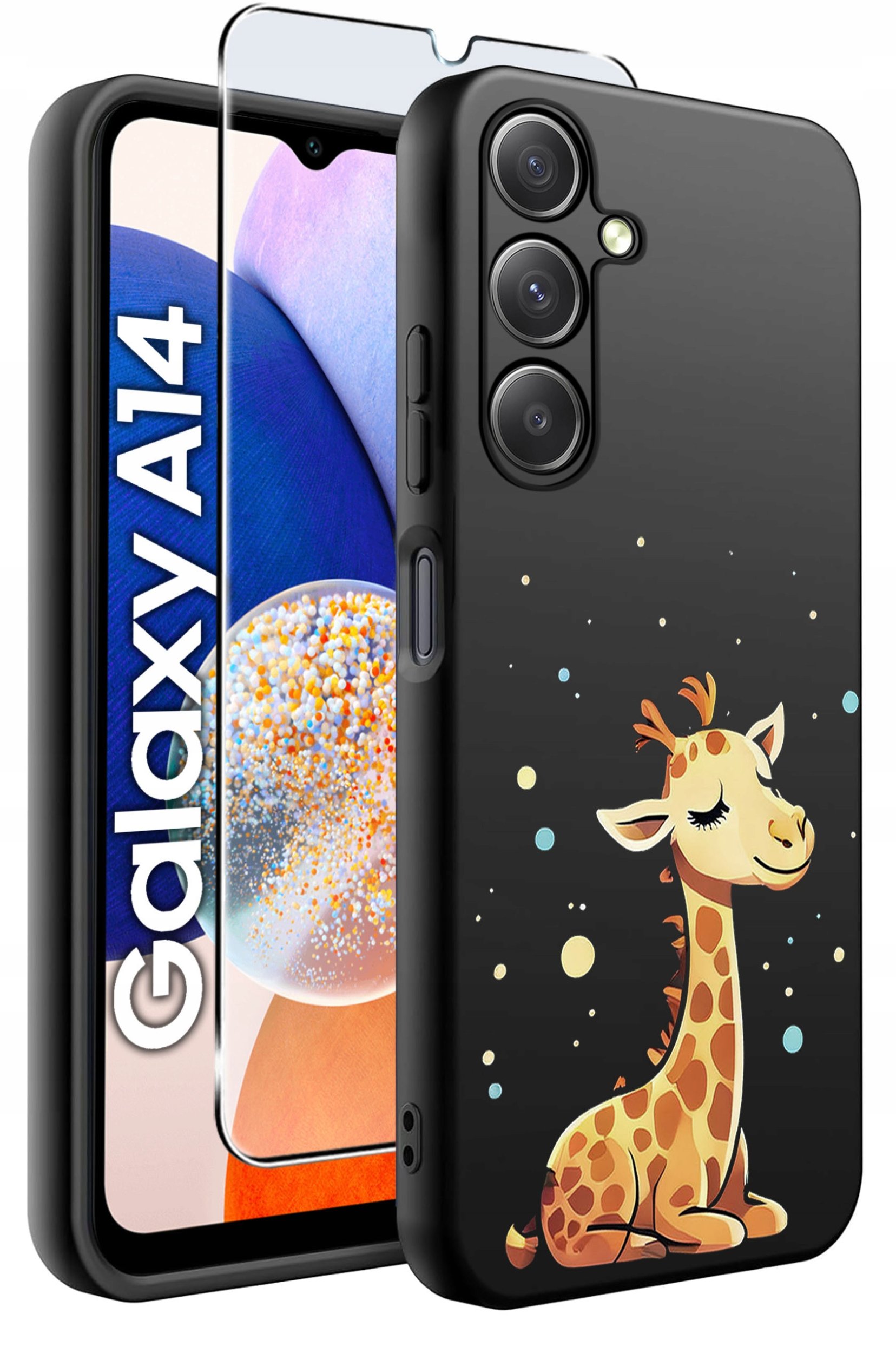 ETUI do Samsung A14 5G WZORY | SILIKONOWE MATT CASE + SZKŁO HARTOWANE 9H