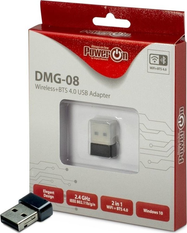 Karta sieciowa Inter-Tech Wi-Fi 4 USB Adapter DMG-08 WiFi+BTS 4 150Mbps retail