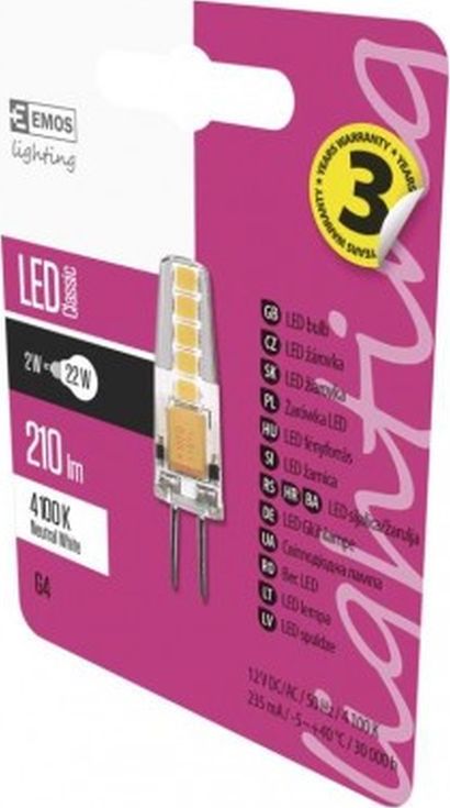 Emos Żarówka LED 2W G4 210lm 4100K CLASSIC ZQ8621