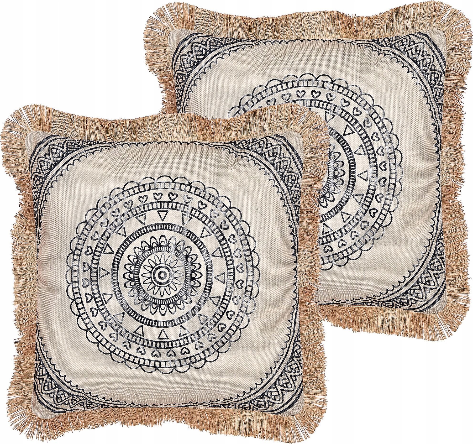 Beliani Zestaw 2 poduszek Poliester Czarny GERANIUM