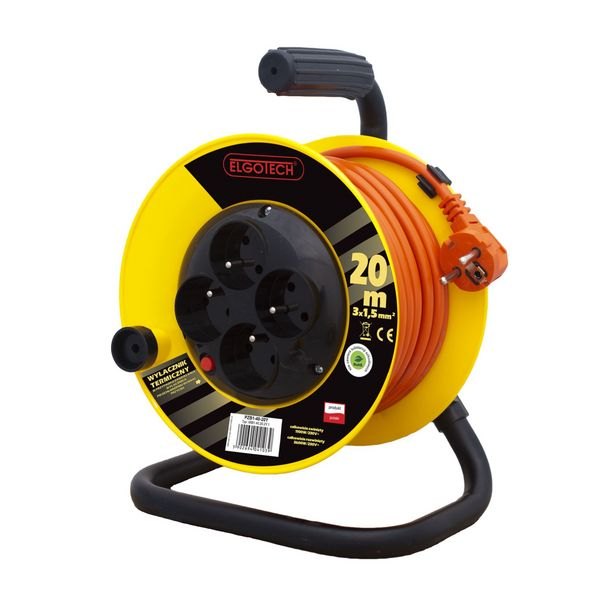 Elgotech Przedłużacz bębnowy STRONG 20m H05RR-F 3G1,5 4xGS /mały beben/ (PZB1-40-20G)