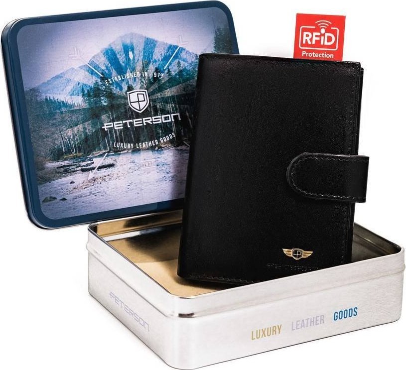 Peterson Skórzany portfel na karty z systemem RFID Protect