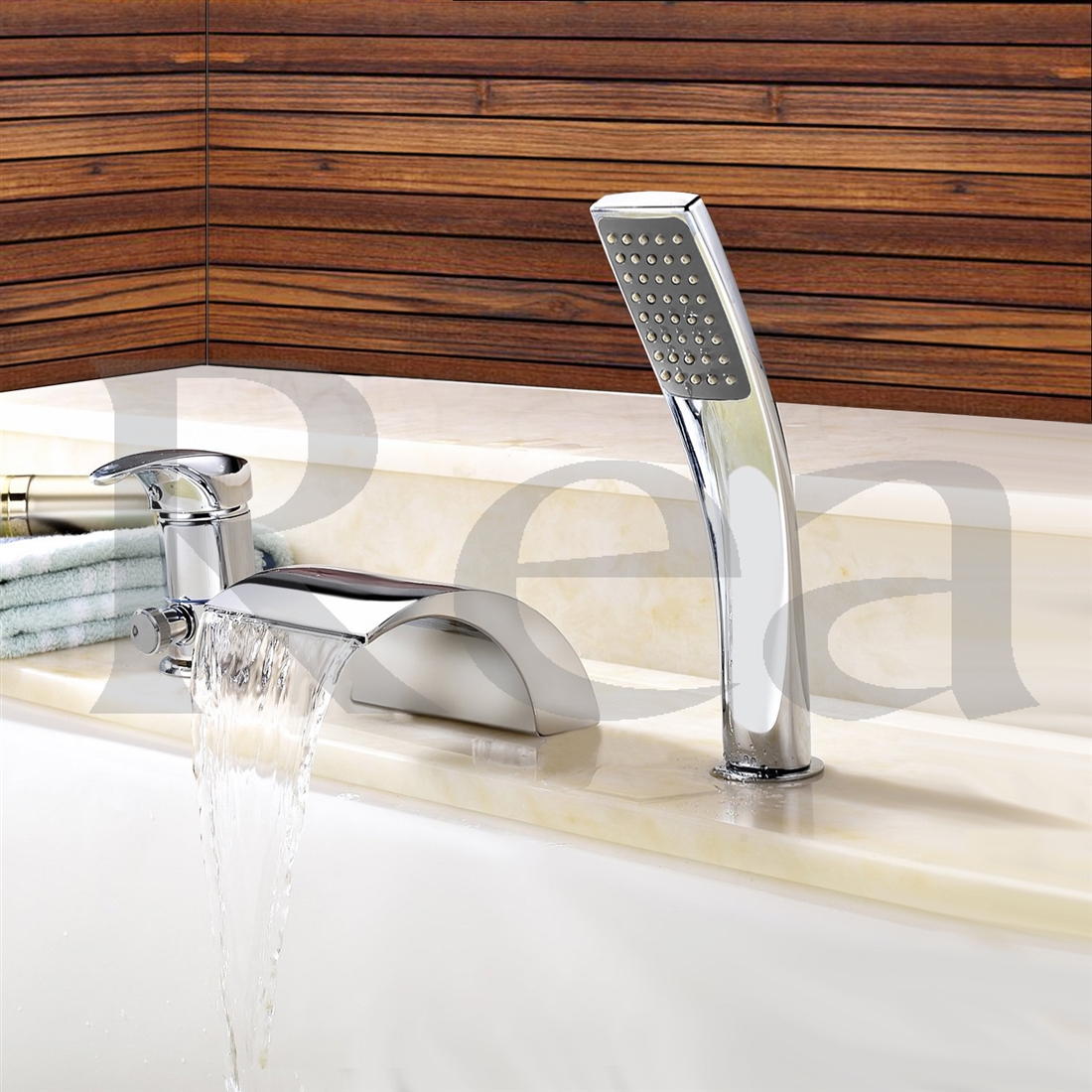 Bateria wannowa Rea Riven 3-otworowa chrom