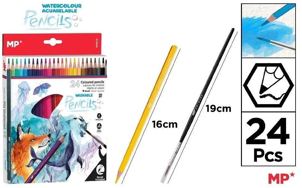 Kredki akwarelowe + pędzelek 24 kolory
