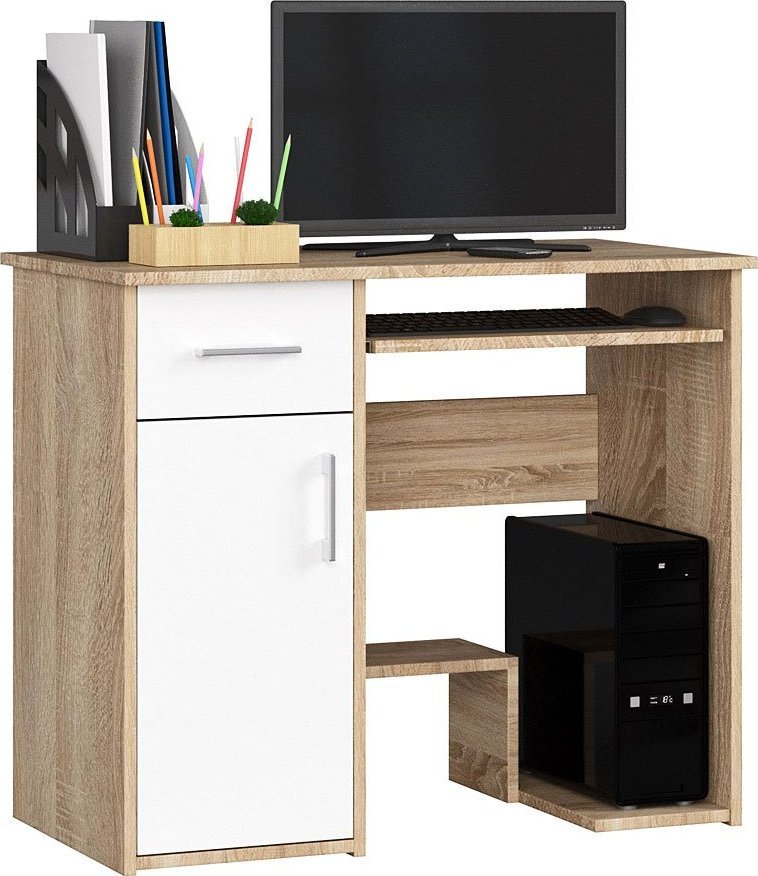 Elior Biurko skandynawskie dąb sonoma + biały - Cyrkus 2X