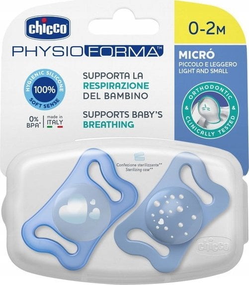 Chicco 156269 SMOCZEK PHYSIO MICRO SILIKONOWY 0-2 NIEBIESKI 2SZT
