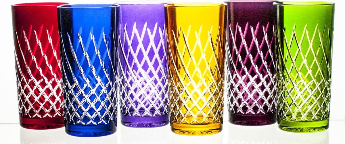 Crystal Julia Crystal Julia Szklanki kryształowe wysokie do soku 6 sztuk mix kolorów
