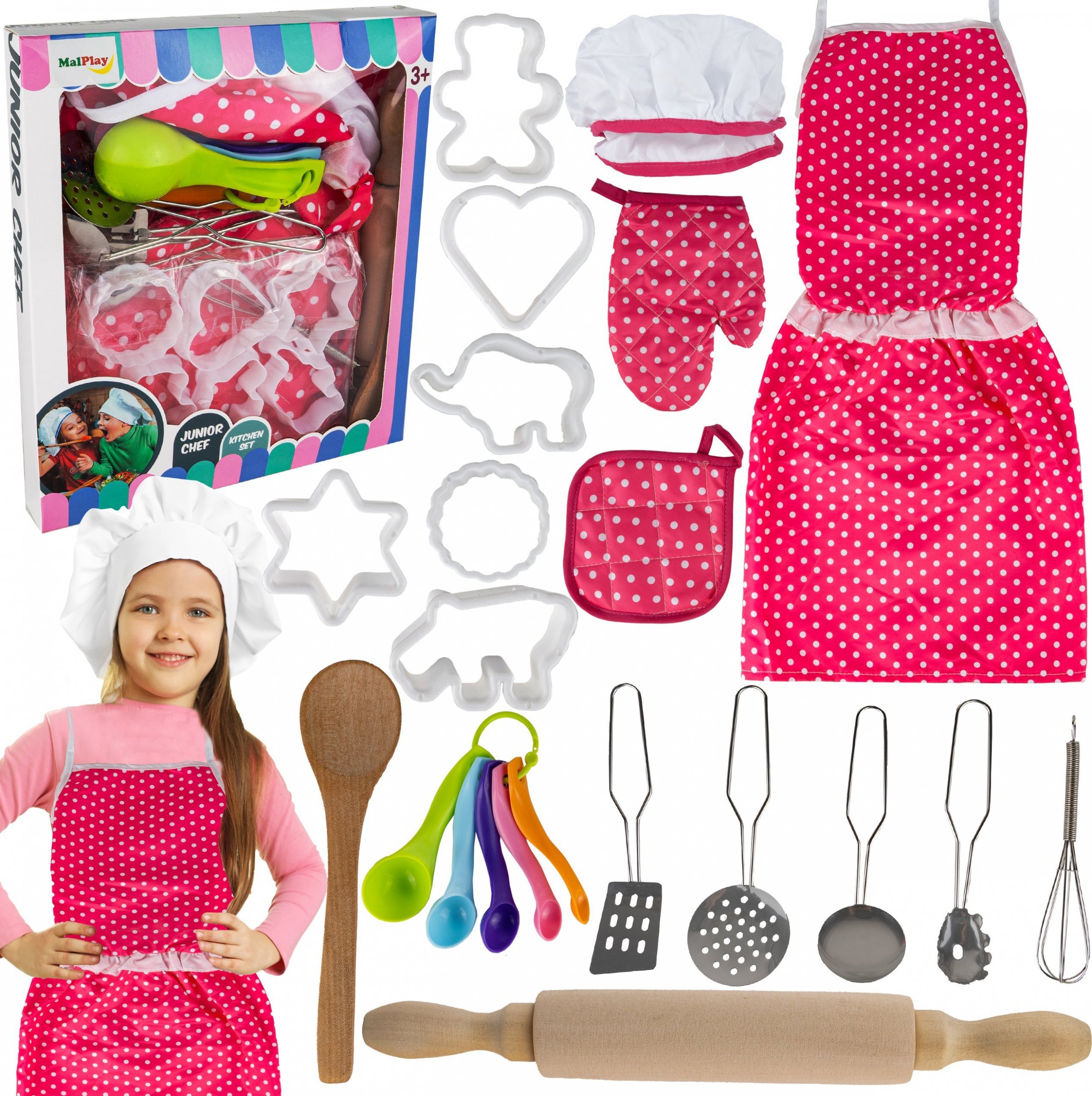 MalPlay Mały Kucharz Fartuszek Kuchenny Foremki + Akcesoria