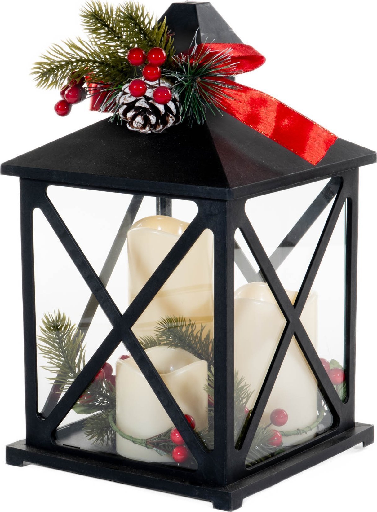 Fééric Lights and Christmas Lampion z trzema świecami i gałązkami, LED